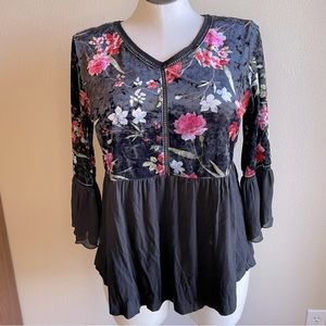 Multiples Velvet Floral Top